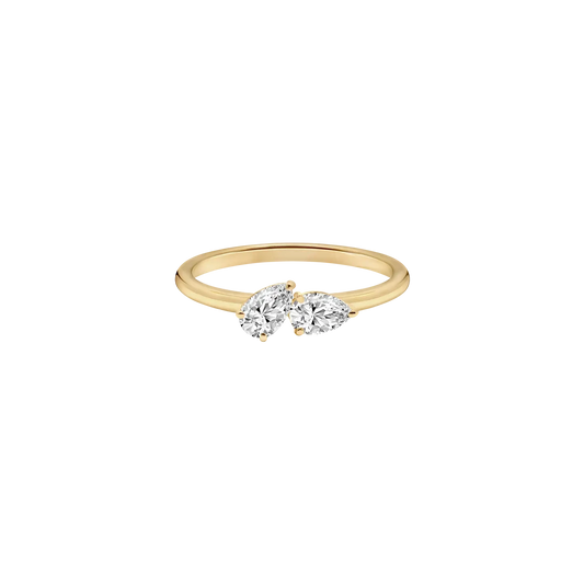 TWO PEAR LAB DIAMOND CURVED WEDDING BAND