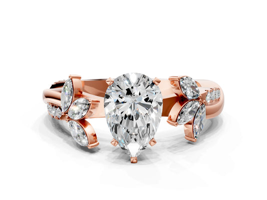 PEAR FLORAL NATURE INSPIRED CHANNEL RING - M&D Signature Jewels