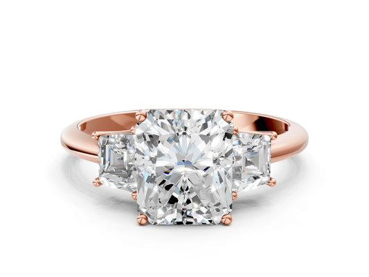 CUSHION TRAPAZOID 3 STONE RING - M&D Signature Jewels