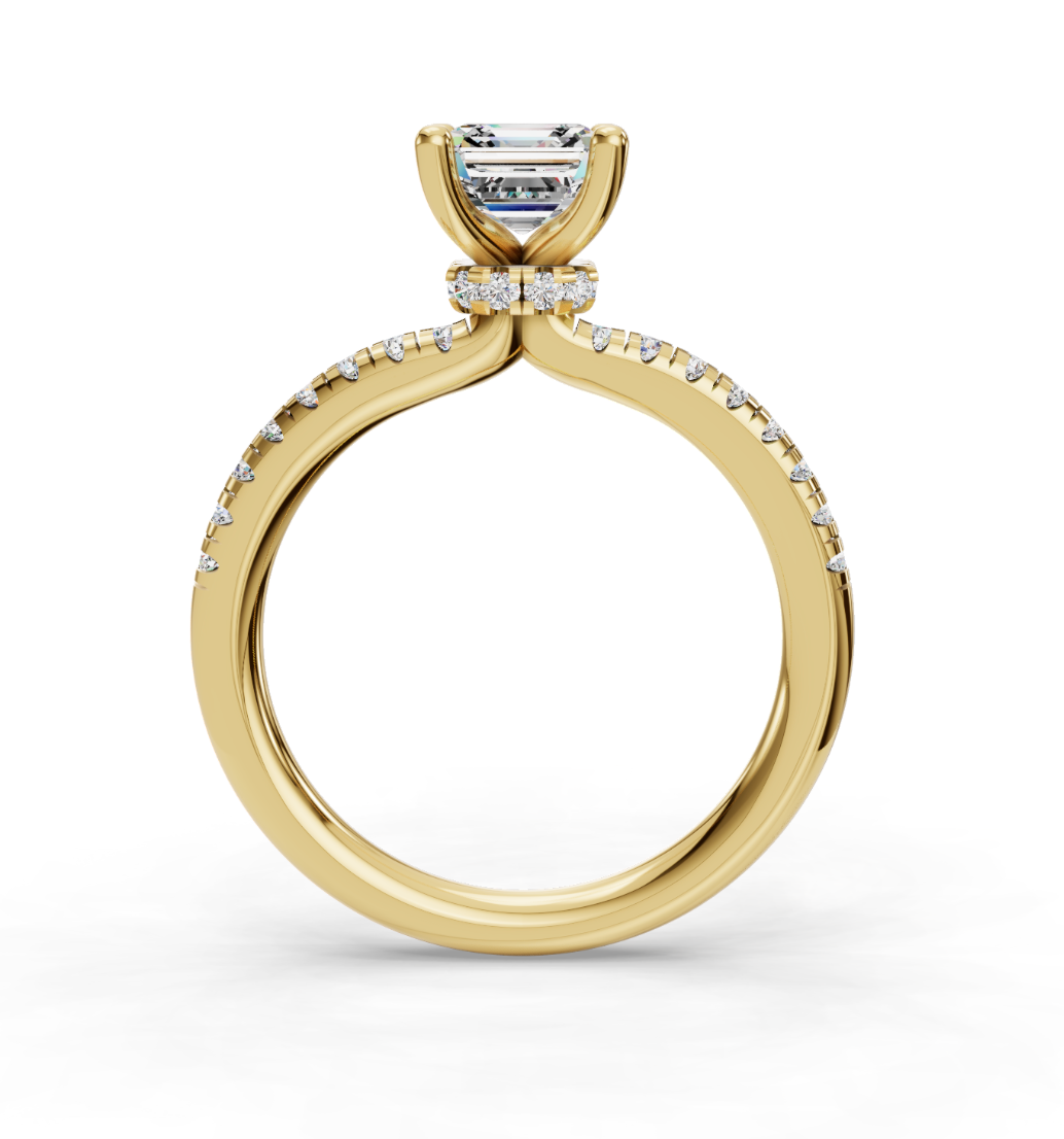 ASSCHER ACCENTED PAVE HIDDEN HALO RING