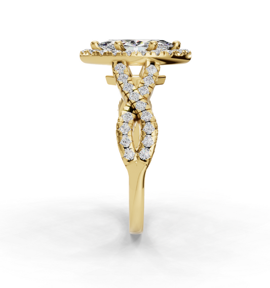MARQUISE NATURE INSPIRED HALO RING