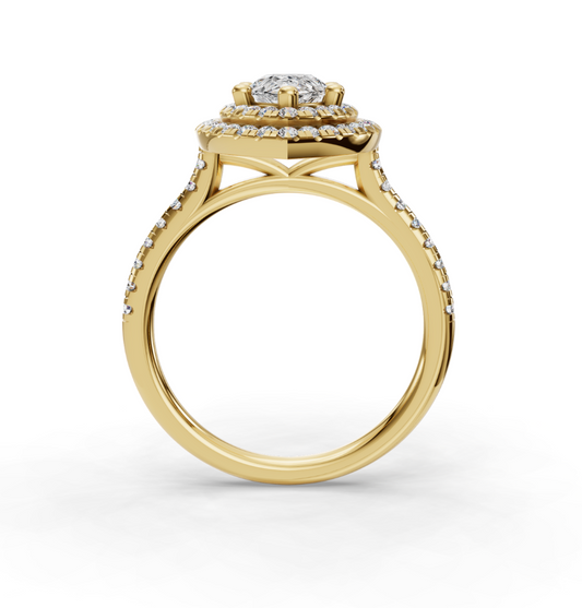 PEAR HALO WITH PAVE RING