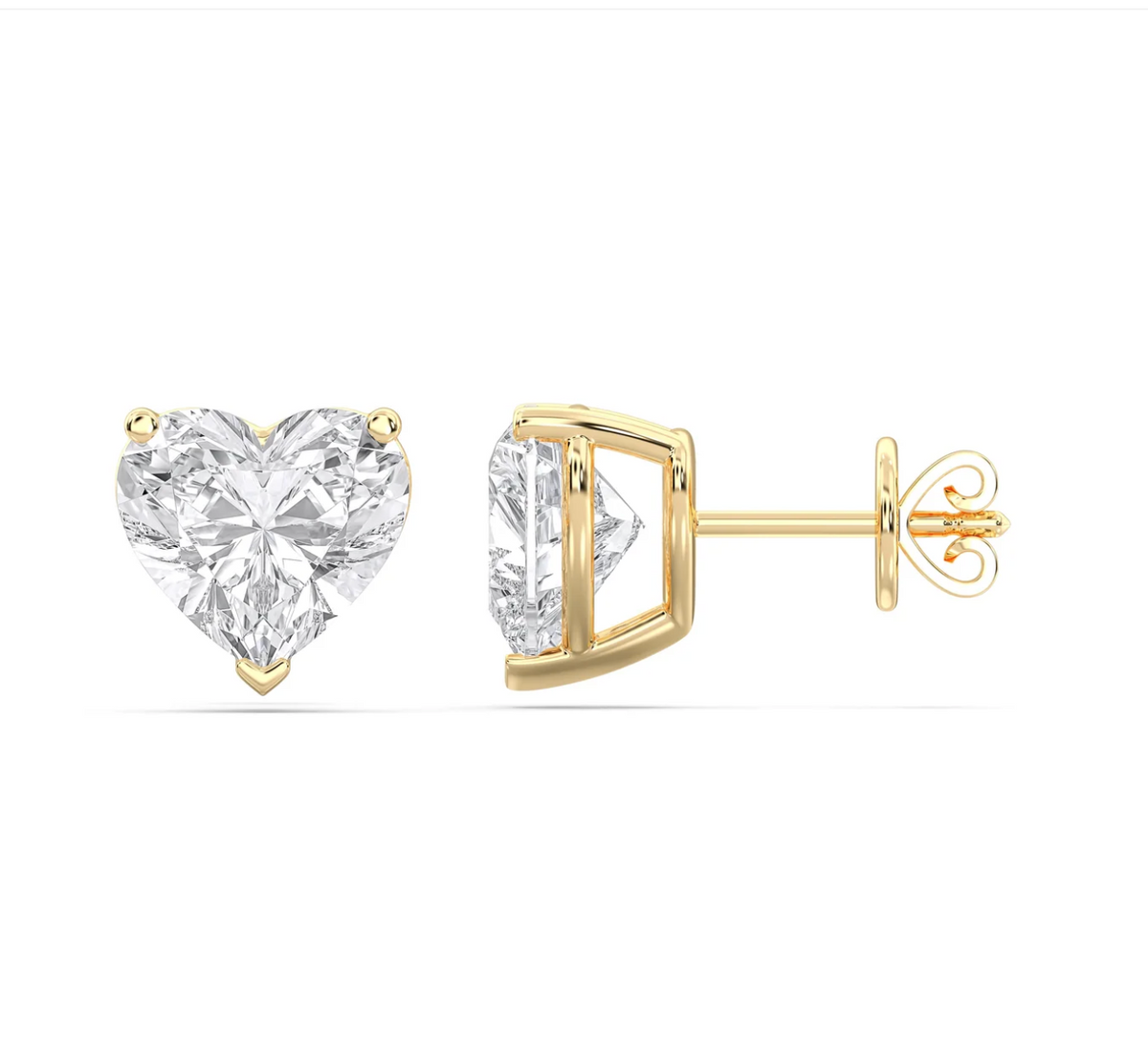 HEART 3 PRONG BASKET EARRINGS