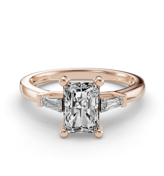 RADIANT BAGUETTE THREE STONE RING