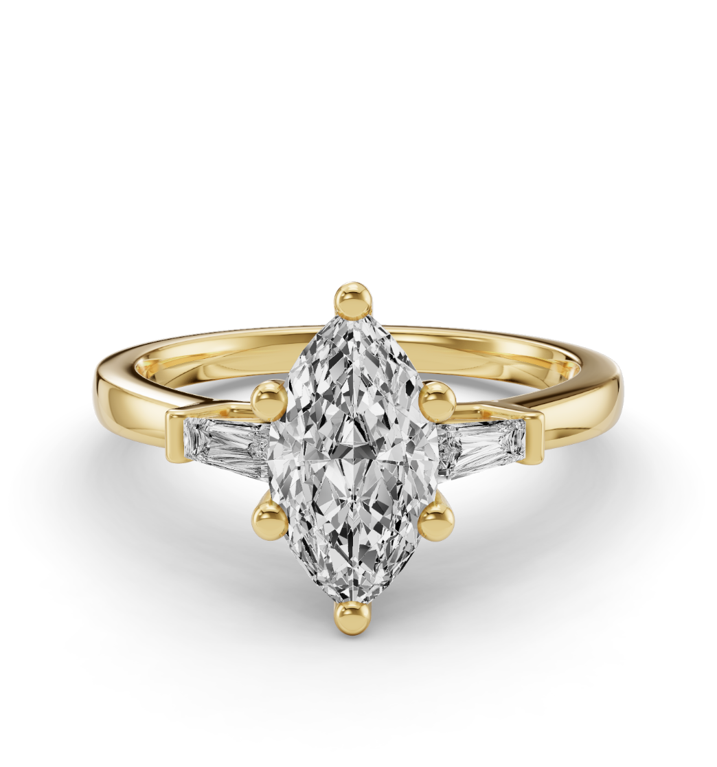 MARQUISE BAGUETTE THREE STONE RING