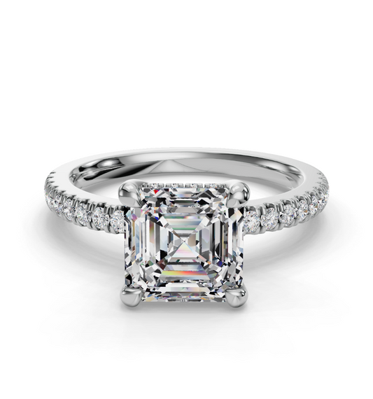 ASSCHER PAVE WITH HIDDEN HALO RING