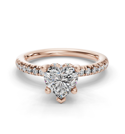 HEART ACCENTED PAVE HIDDEN HALO RING