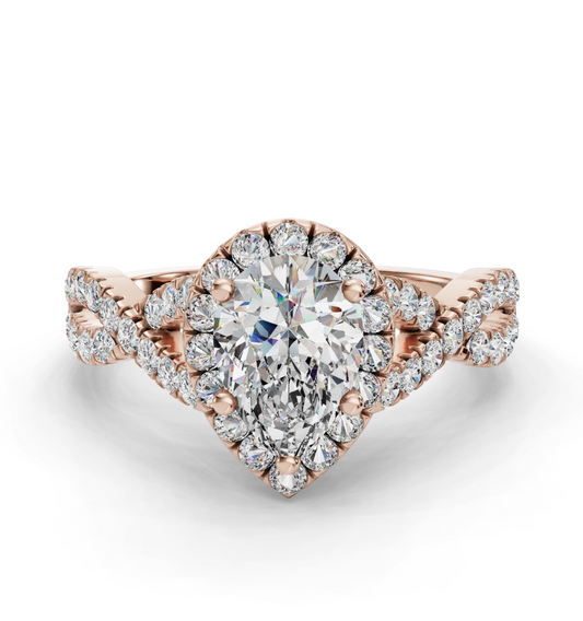 PEAR NATURE INSPIRED HALO RING