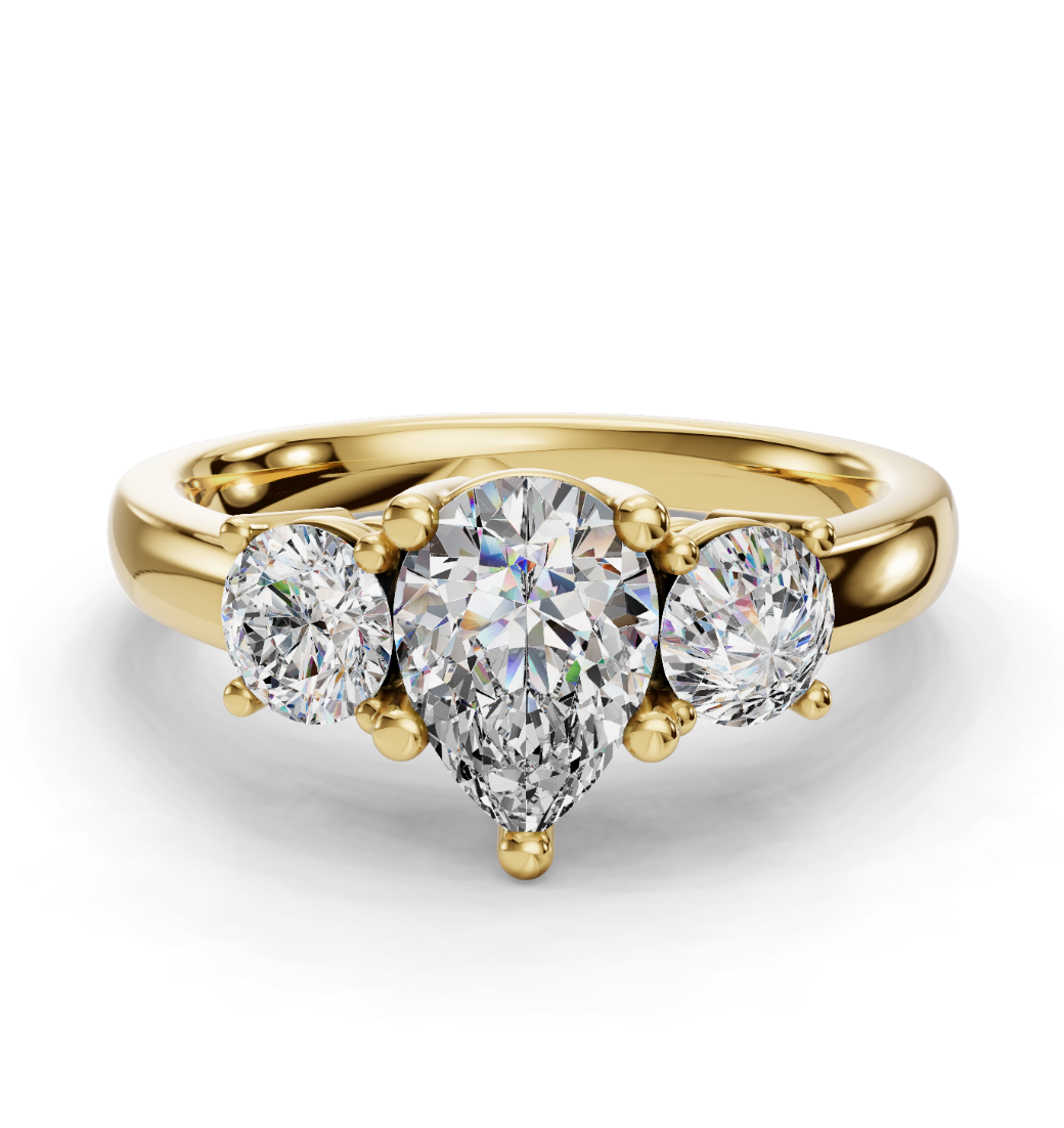 PEAR 3 STONE RING