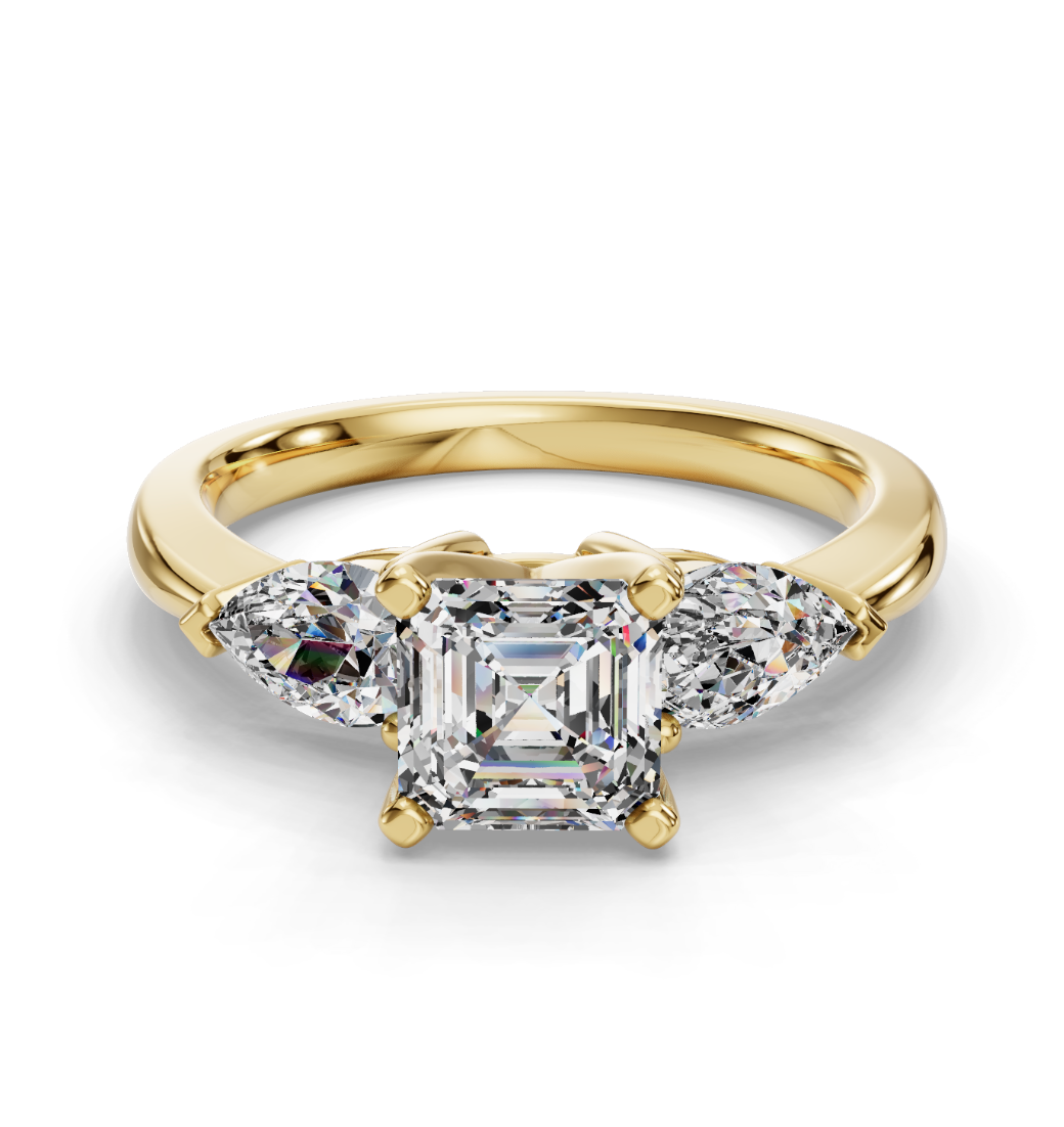 ASSCHER 3 STONE RING