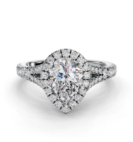 PEAR CATHEDRAL WITH HALO RING