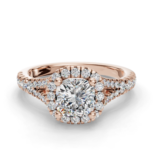 CUSHION CATHEDRAL WITH HALO RING