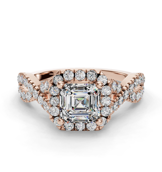 ASSCHER NATURE INSPIRED HALO RING