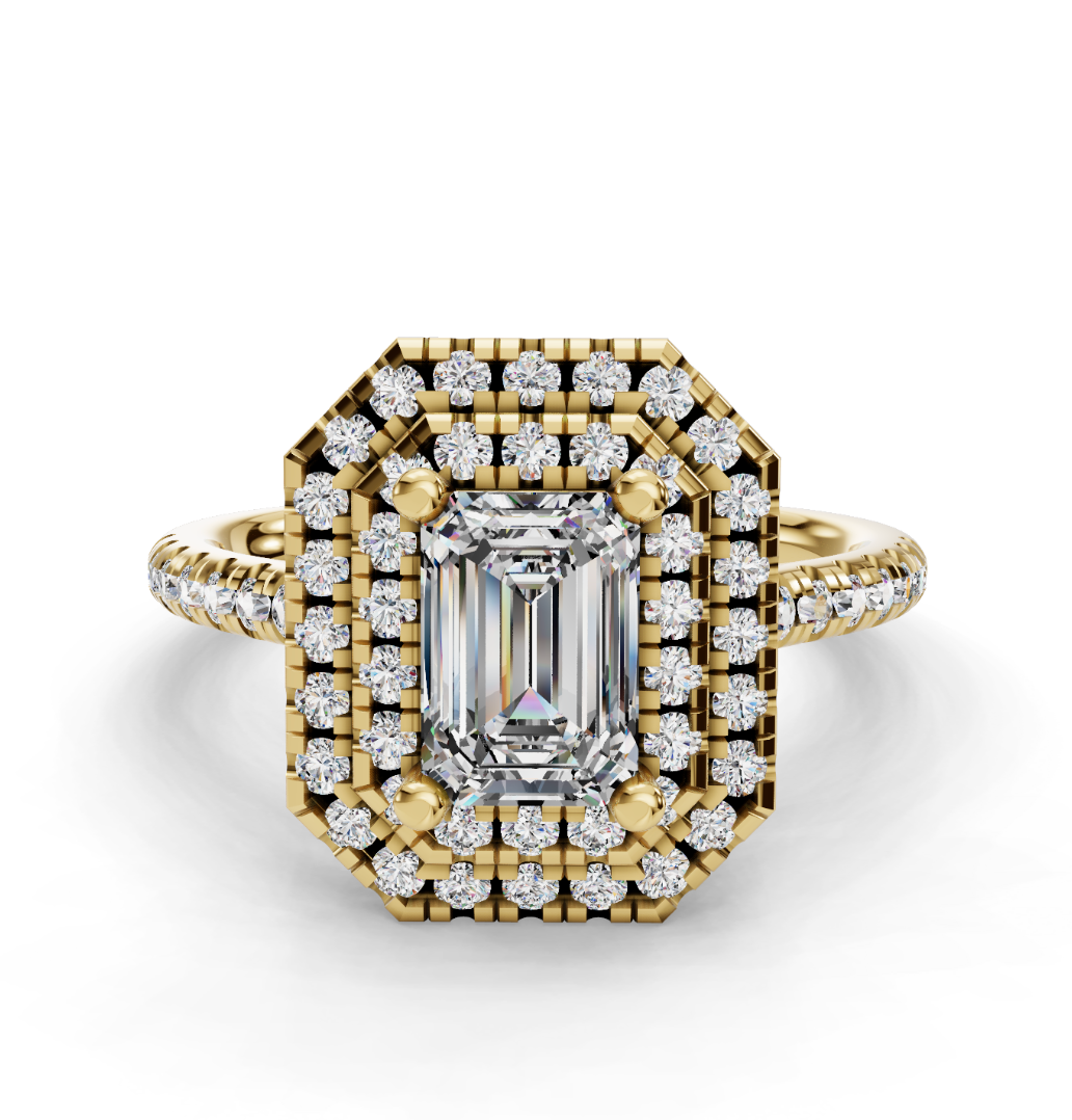 EMERALD HALO WITH PAVE RING