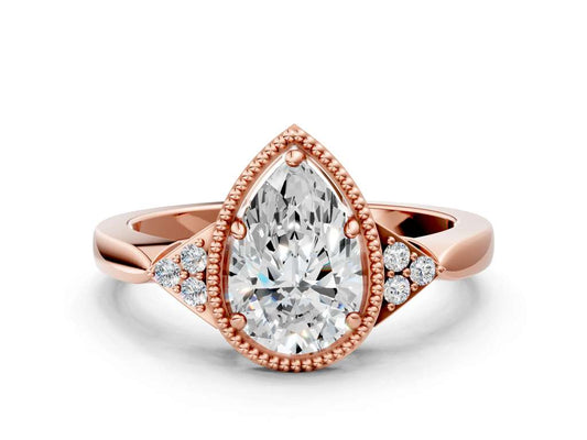 PEAR MILGRAIN VINTAGE RING - M&D Signature Jewels