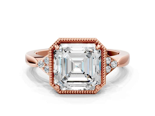ASSCHER MILGRAIN VINTAGE RING - M&D Signature Jewels
