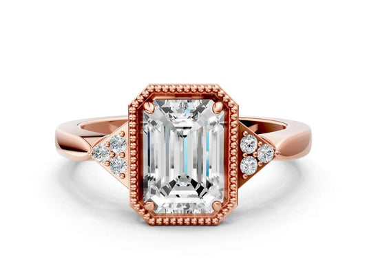 EMERALD MILGRAIN VINTAGE RING - M&D Signature Jewels