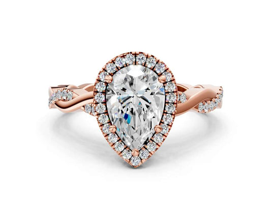 PEAR TWISTED PAVE WITH HALO - M&D Signature Jewels