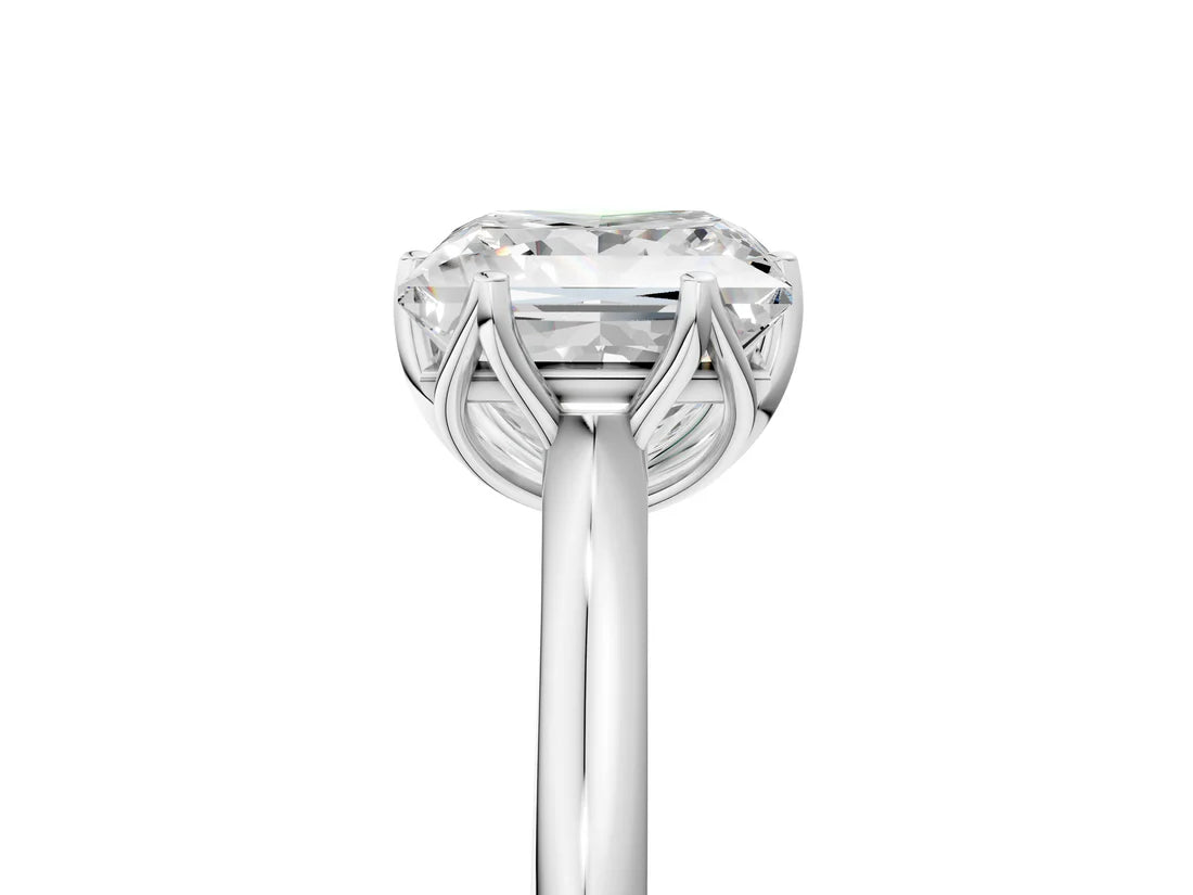 Princess Cut Lab Diamond Solitaire Ring with Flower Prong Setting and Classic Band| D VS1