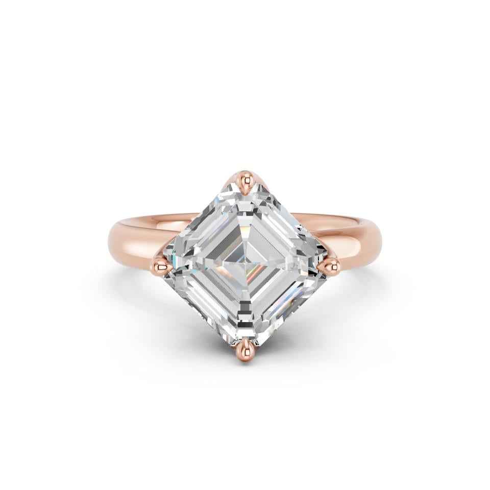 ASSCHER KITE SETTING WITH TULIP PRONG AND HIDDEN HALO RING