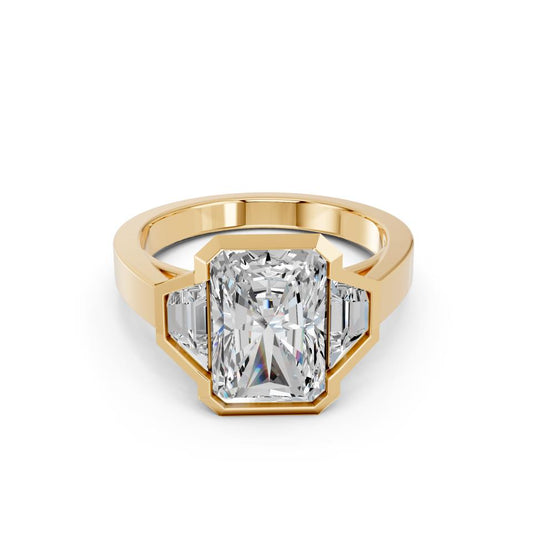 RADIANT BEZEL WITH TRAPEZOID SIDE STONES