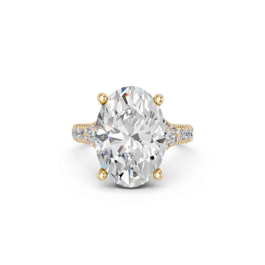 OVAL SPLIT SHANK RING WITH HIDDEN HALO AND PAVE BAND
