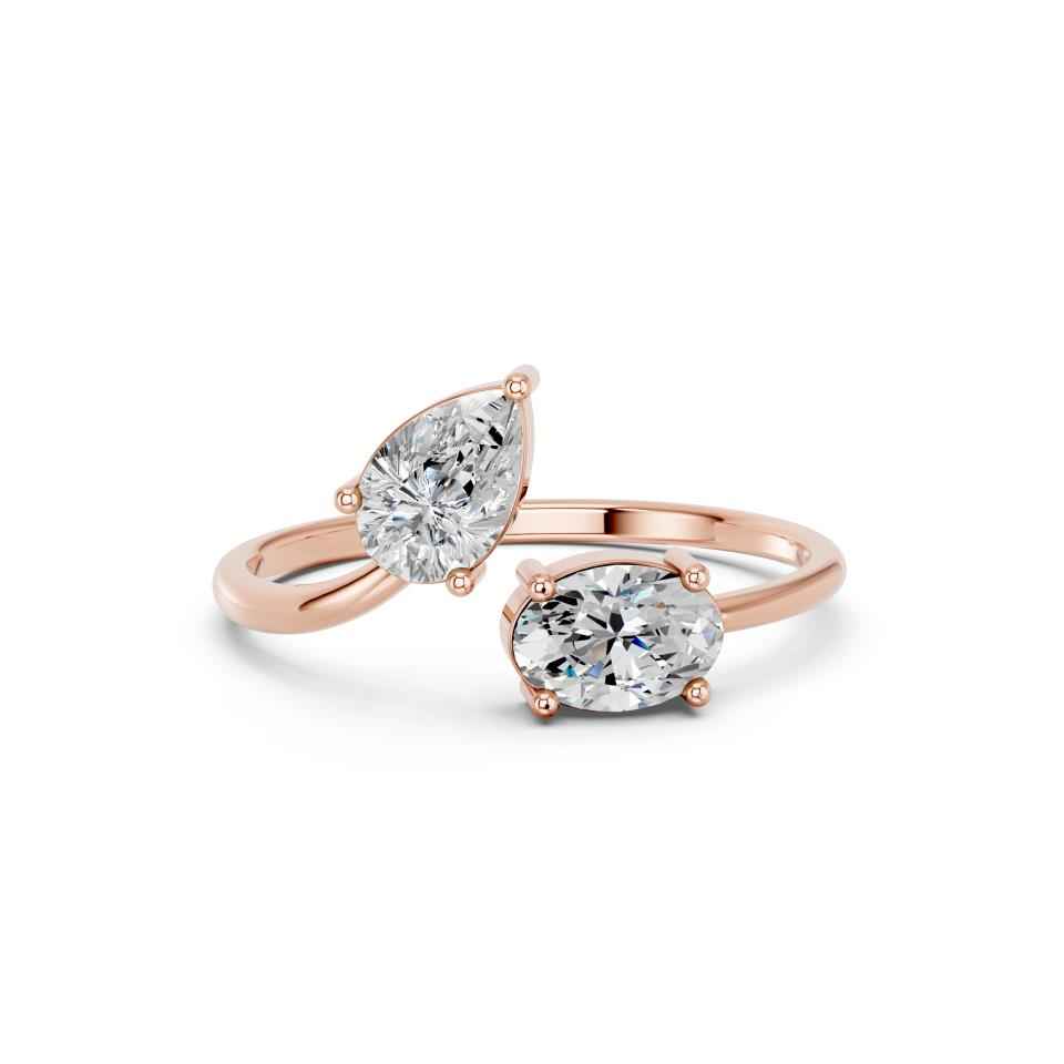 PEAR & OVAL TOI MOI RING