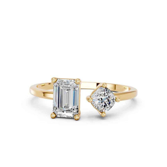 EMERALD & CUSHION TOI MOI RING