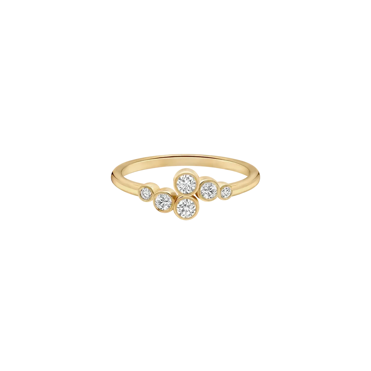 BEZEL SET 6 ROUND LAB DIAMOND CURVED WEDDING BAND