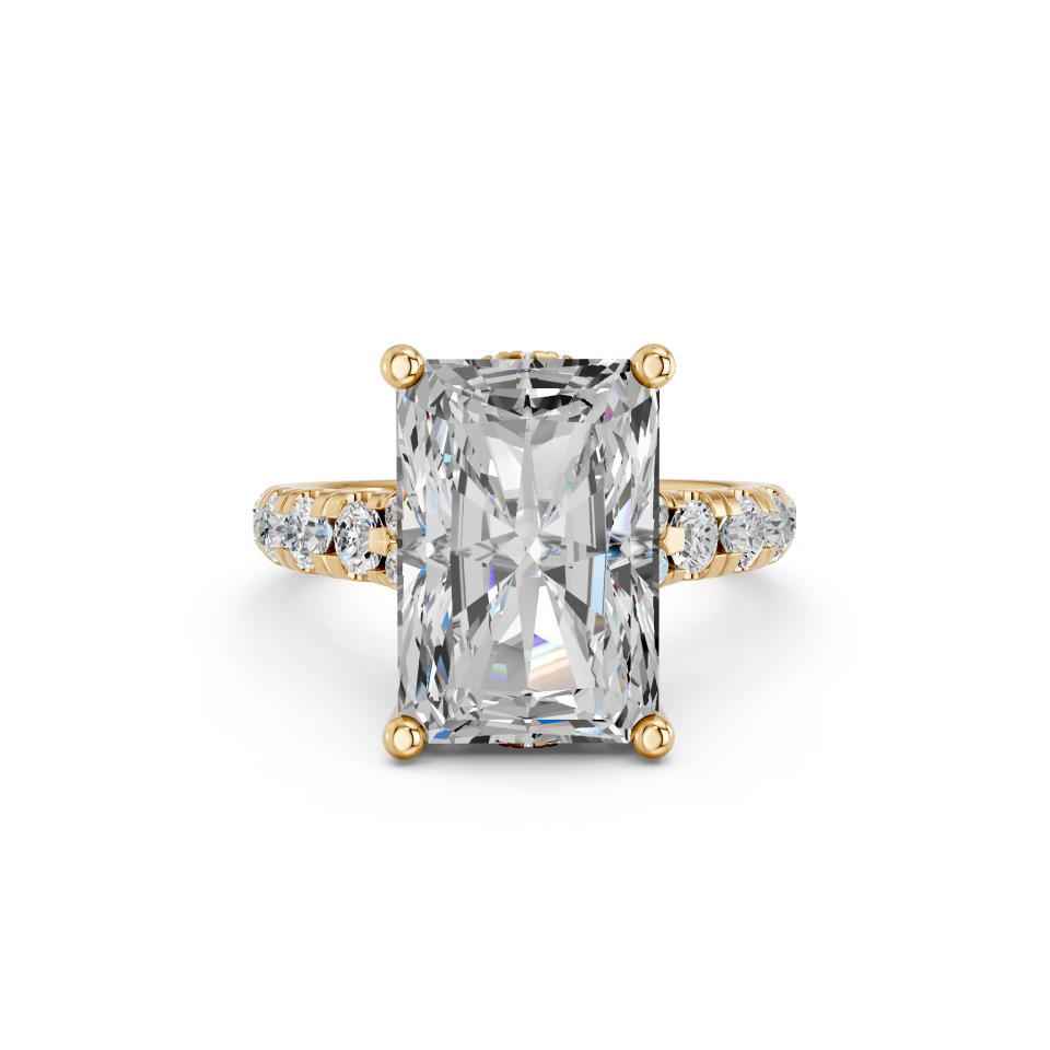 RADIANT RING WITH HIDDEN HALO AND PAVE BAND