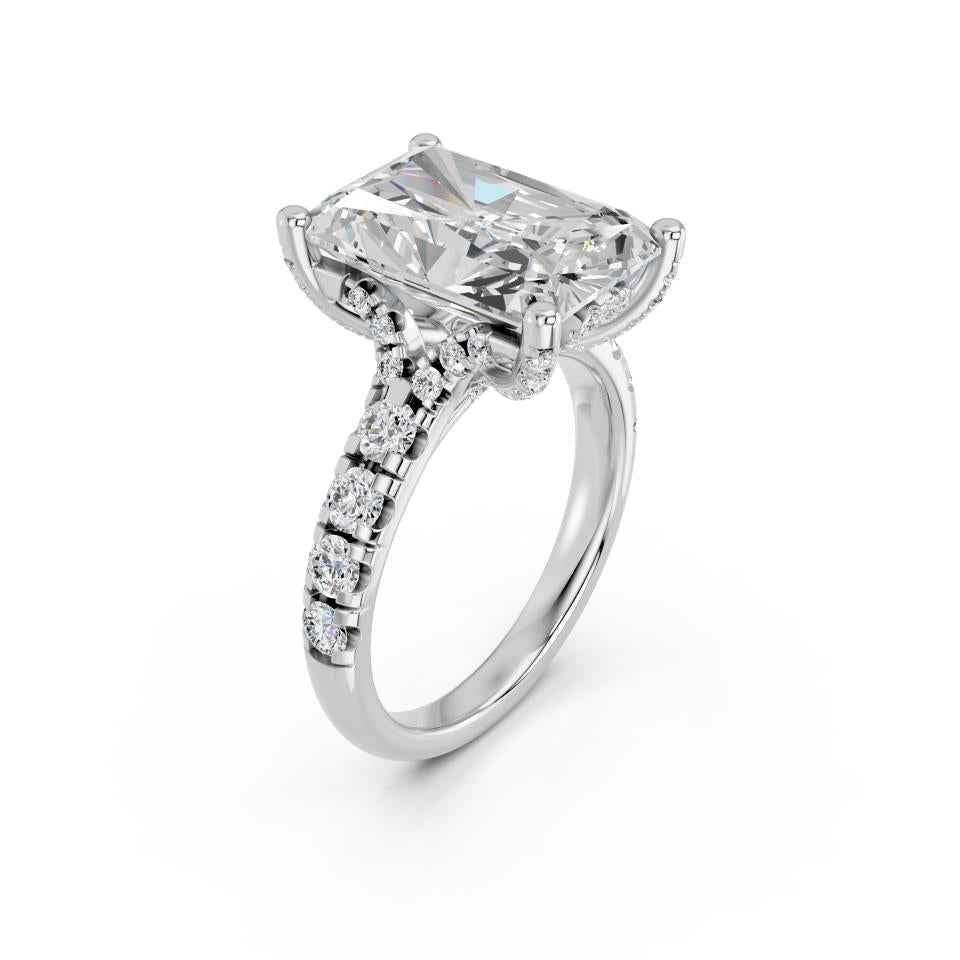 RADIANT RING WITH HIDDEN HALO AND PAVE BAND