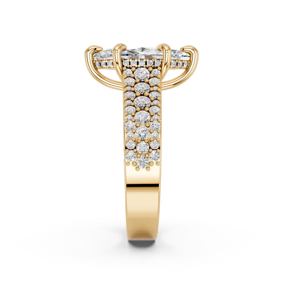 Marquise Cut Lab Grown Diamond Engagement Ring with triple pave band| D VS1