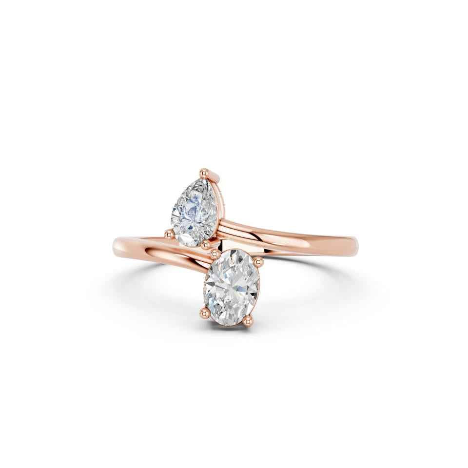 PEAR & OVAL TOI MOI RING
