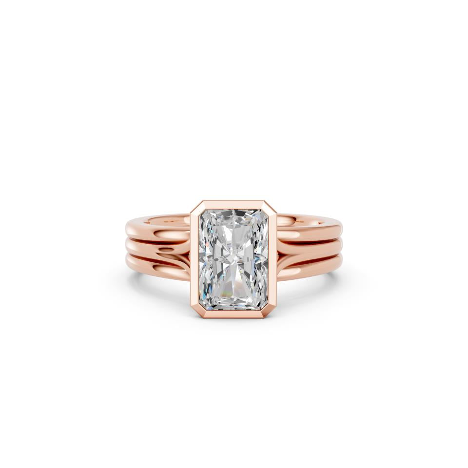 RADIANT BEZEL THREE ROW RING