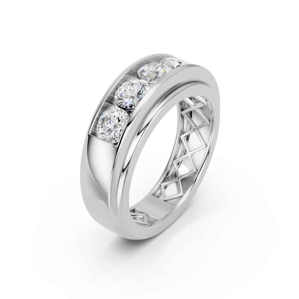 5 STONE ROUND MENS RING