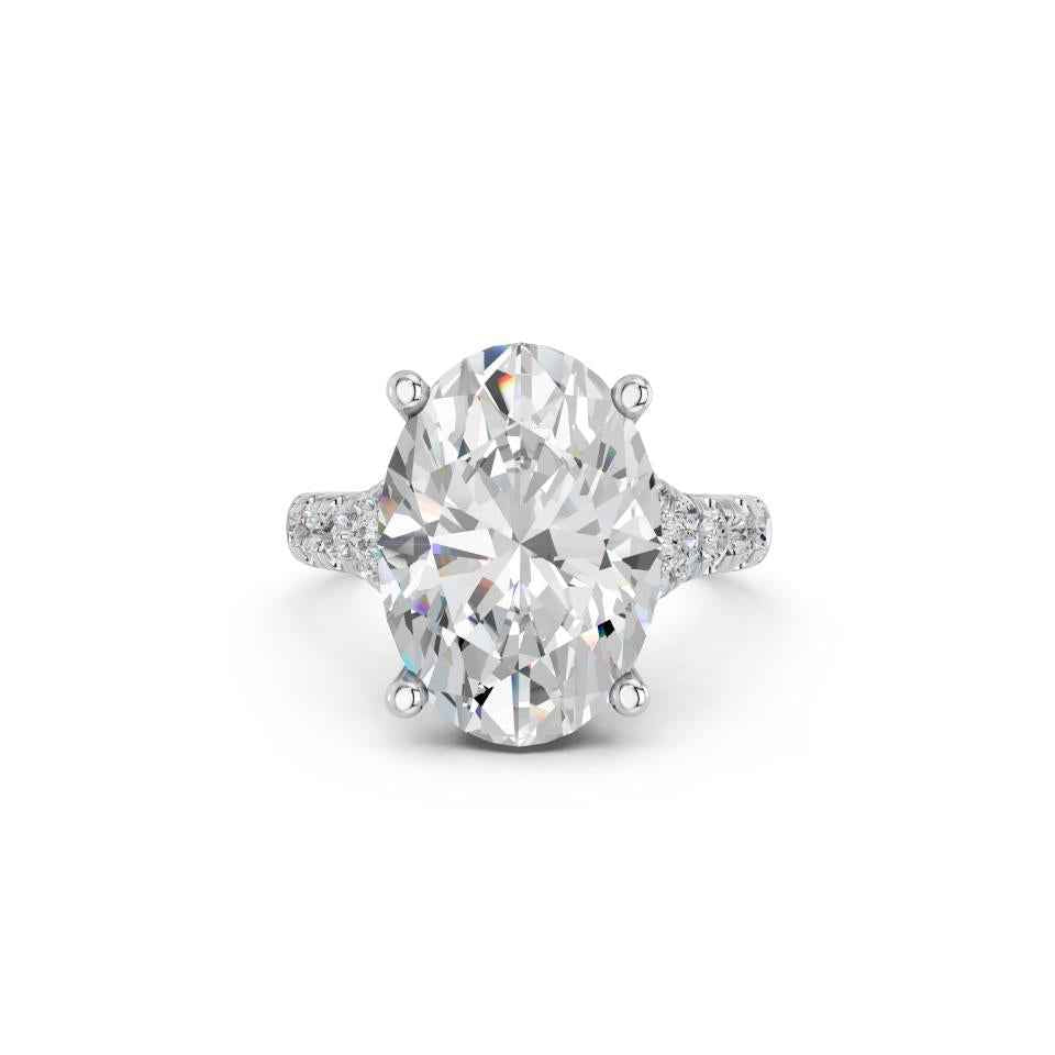 OVAL SPLIT SHANK RING WITH HIDDEN HALO AND PAVE BAND