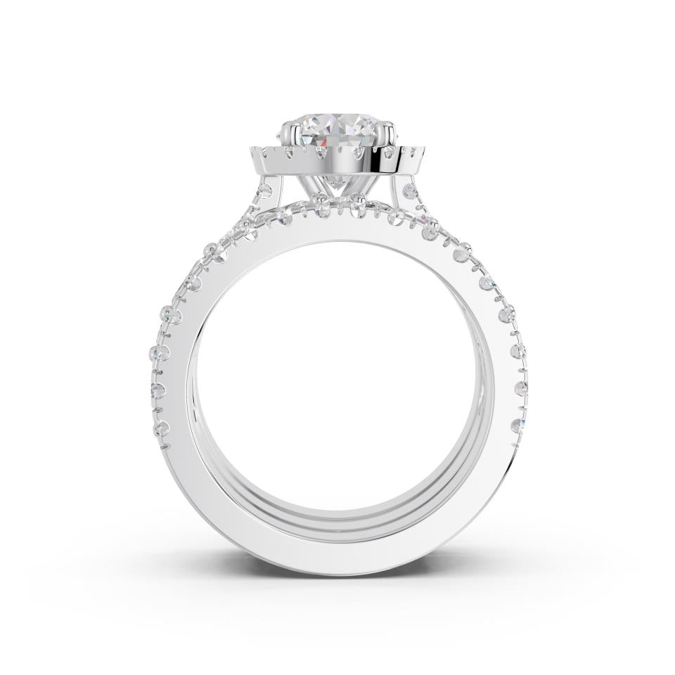 ROUND HALO PAVE BRIDAL SET