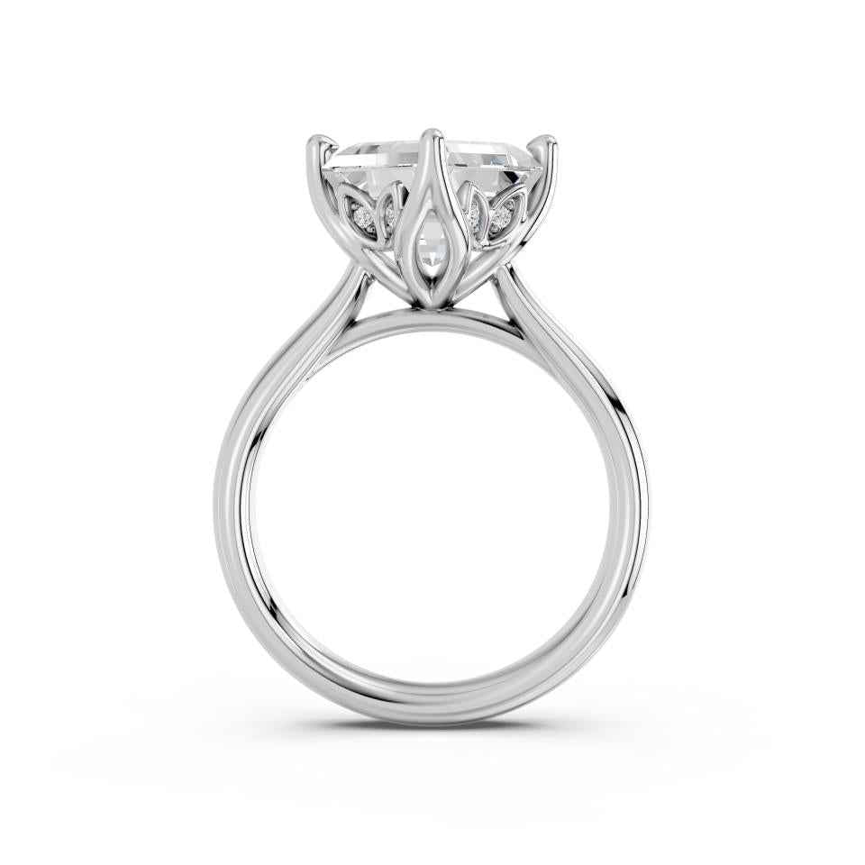 ASSCHER KITE SETTING WITH TULIP PRONG AND HIDDEN HALO RING