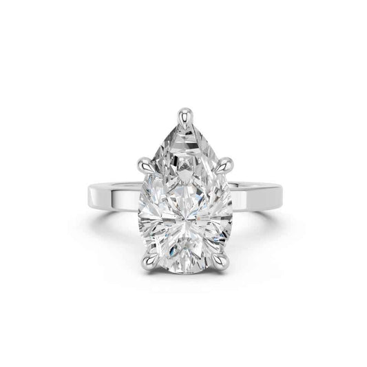 PEAR RING WITH COLLAR HIDDEN HALO