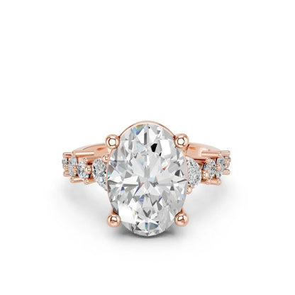 OVAL RING WITH SIDE STONES