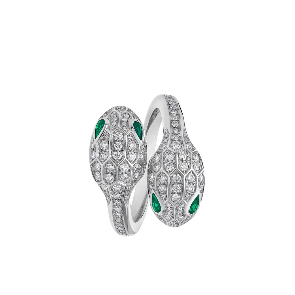 SERPENT EMERALD PAVE LAB DIAMOND RING