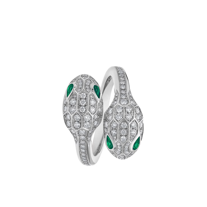 SERPENT EMERALD PAVE LAB DIAMOND RING - M&D Signature Jewels