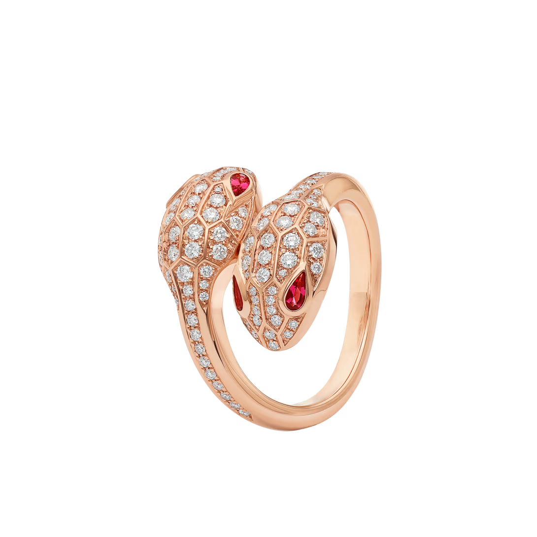 SERPENT RUBY PAVE LAB DIAMOND RING