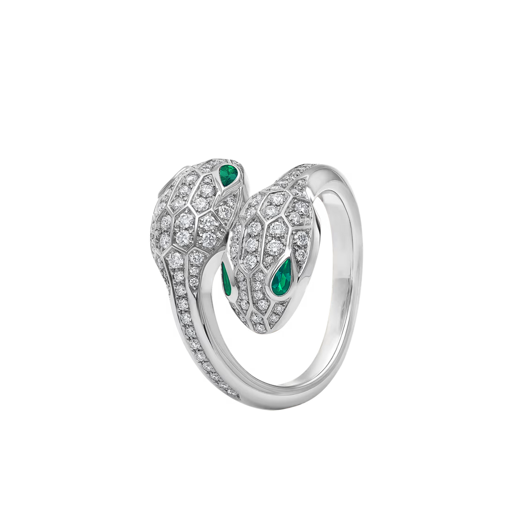 SERPENT EMERALD PAVE LAB DIAMOND RING