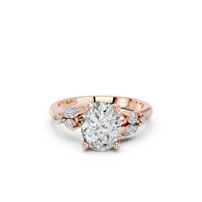 OVAL RING WITH SIDE STONES