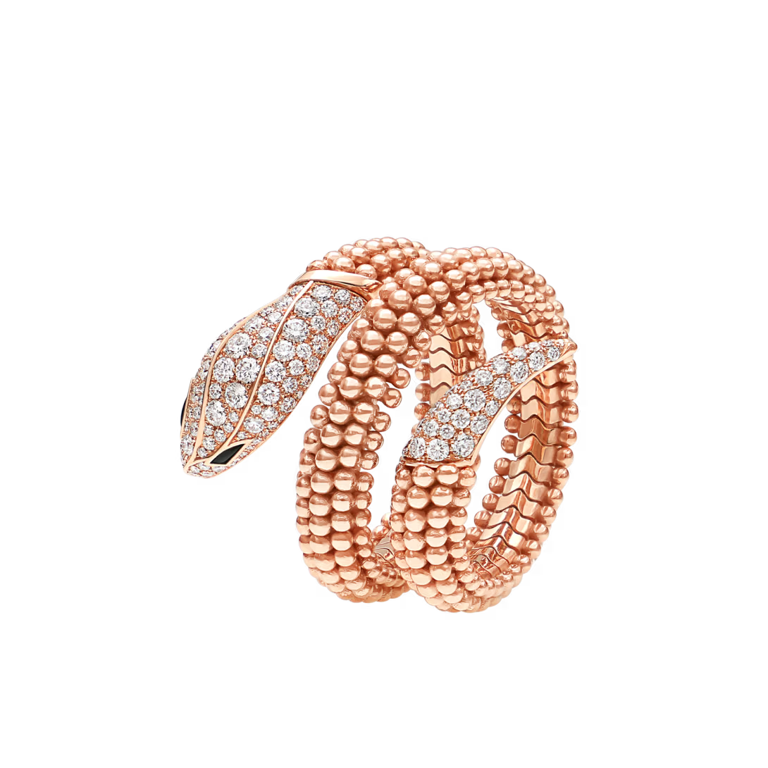 SERPENT MILGRAIN PAVE LAB DIAMOND RING