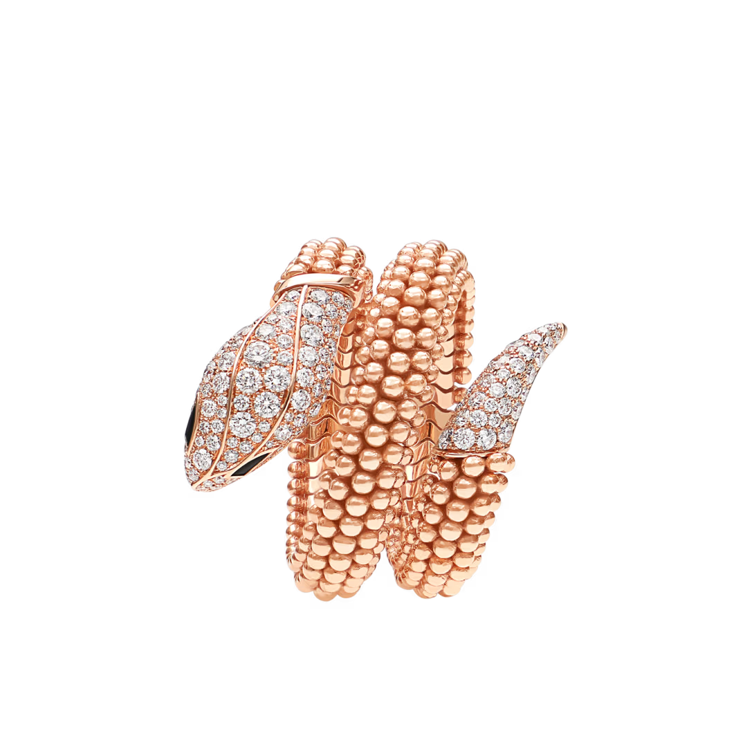 SERPENT MILGRAIN PAVE LAB DIAMOND RING