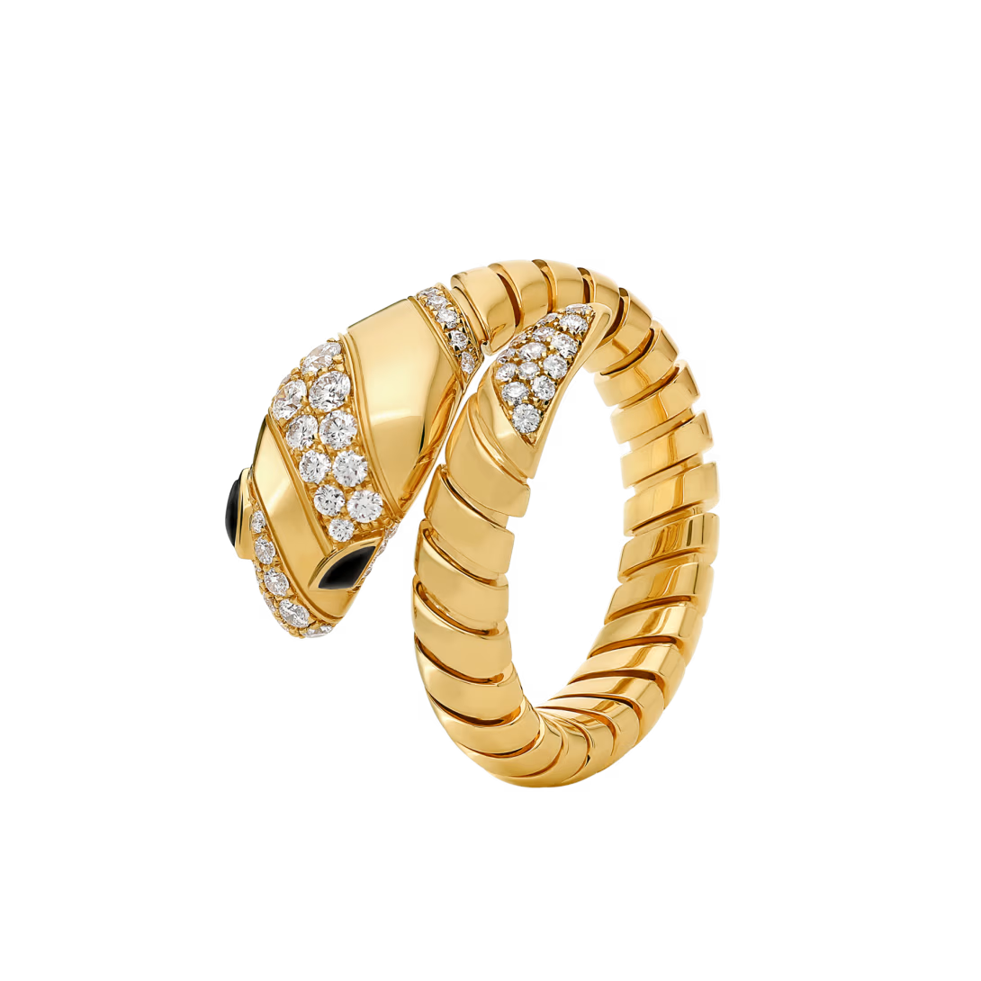 SERPENT TWO ROW PAVE LAB DIAMOND RING