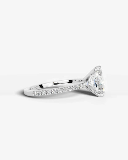 Radiant Cut Solitaire Lab Grown Diamond Engagement Ring with Pavé Band | D VS1