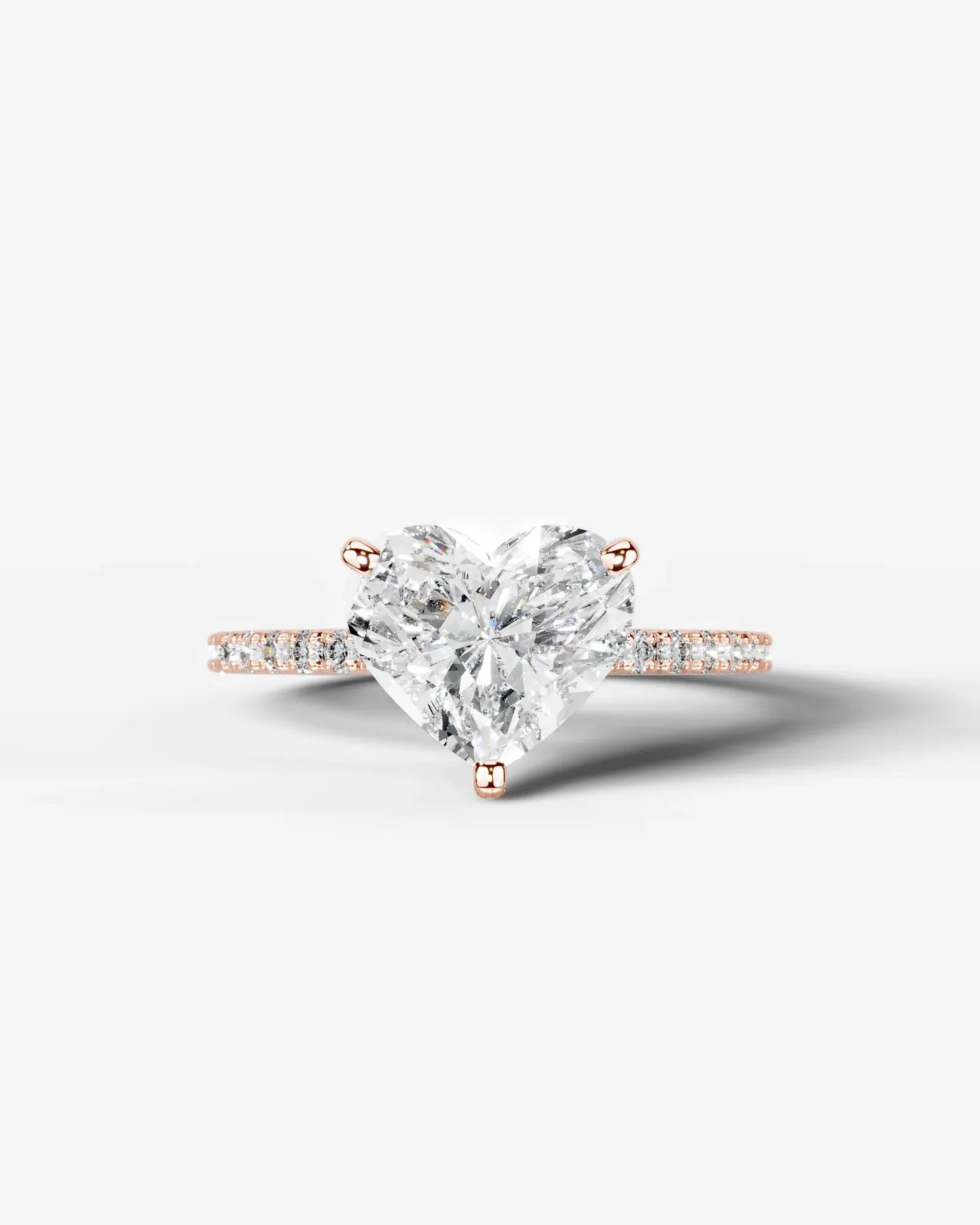 Heart Cut Solitaire Lab Grown Diamond Engagement Ring with Pavé Band | D VS1